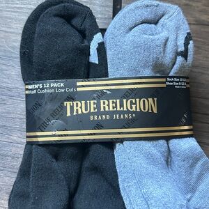 True Religion Men's Low Cut Socks - Black and Gray 12 Pack